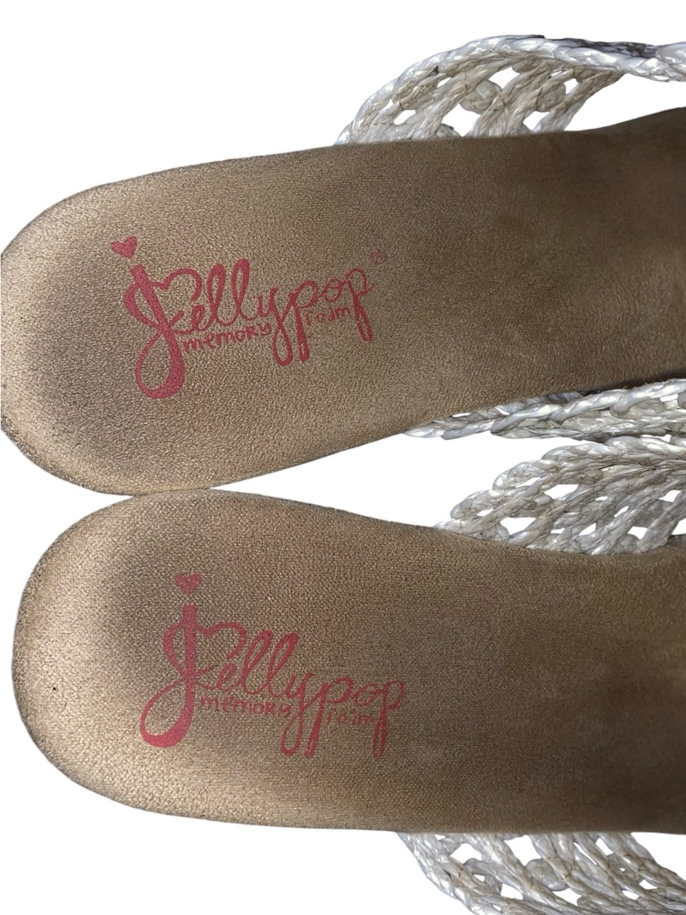 Jellypop White Crochet Cork Wedge Sandals - Picture 8 of 10